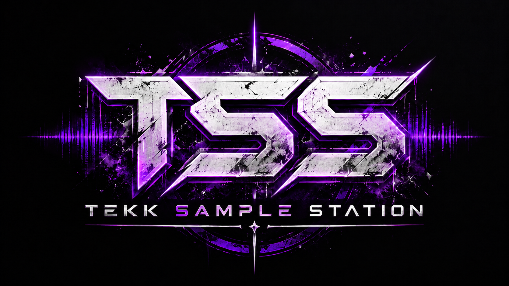 Tekk Sample Station – violettes Neon-Logo